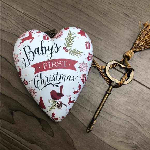Baby’s First Christmas Heart and Lock Ornament - Picture 2 of 6
